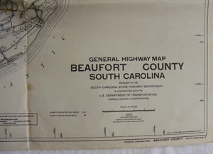 Mapa general de carreteras 1970 del condado de Beaufort Carolina del Sur - Imagen 1 de 3