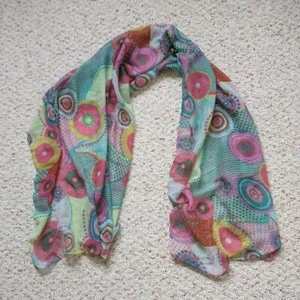 Yelss Accessoires Large Scarf Multicolor Geometric Viscose Boho Psychedelic New - Picture 1 of 6
