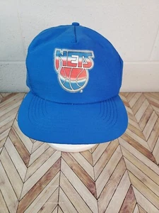 Vintage New Jersey Nets Snapback Hat 90s Mens Adjustable Blue Brooklyn Nets - Picture 1 of 6