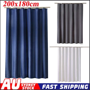Extra Long Fabric Shower Curtain Waterproof With Hooks Weighted Hem 180x200cm AU - Picture 1 of 17