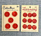 Vintage Cherry Red Buttons Lansing and Costumakers On Cards Lot of 2