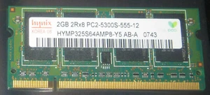2GB HYNIX DDR2 RAM 667MHz PC2-5300S SO-DIMM 200-pol. CL5 HYMP325S64AMP8-Y5 AB-A - Imagen 1 de 1