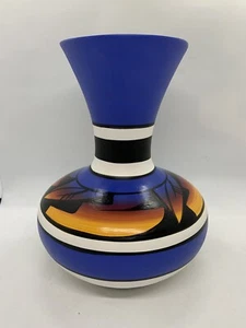 Native American Art Pottery Vase Blue  Sunset Colors Southwest Navajo Signed 9” - Picture 1 of 7