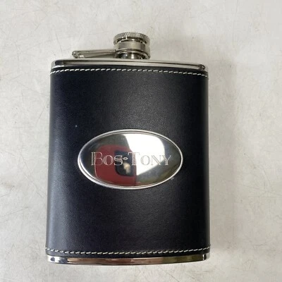 Leather Wrapped Silver Bo’s-Tony Scarface Tony Montana Hip Flask 6 Ounce - Image 1 of 4