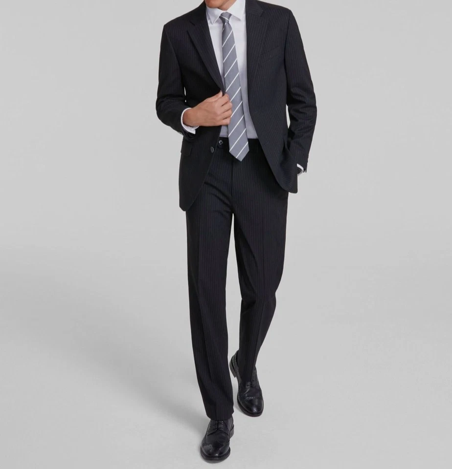 Nautica Men's Black Stripe Modern-Fit 2-Piece Suit Set Size 44R