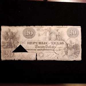 TX CR-A6 July 1839. $20.00 Texas Republic Paper Money No. 3027 (CB-056) - Picture 1 of 6
