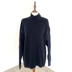 Adidas Real Madrid Mens Knit Navy Blue Sweater High Neck Button Collar Size M - Picture 1 of 9