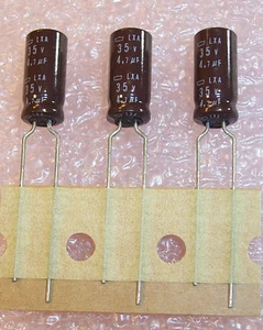 QTY (50) 4.7uf 35V 105' LONG LIFE RADIAL ELECTROLYTIC LXA35VB4.7TPA NIPPON  - Picture 1 of 3