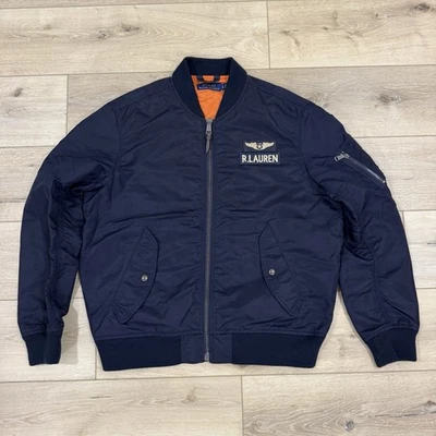 Jaqueta Polo Ralph Lauren Flight Masculina Grande Azul Militar Bombardeiro Força Aérea Patch - Imagem 1 de 4