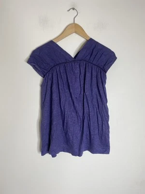 Alpha Studio Blouse Size Small 8 10 Purple Pure Linen Cap Sleeve Tunic Top Vneck - Image 1 of 4