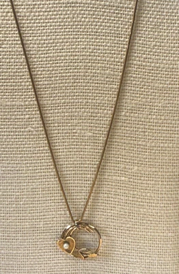 Collar Krementz Relleno de Oro Perla Real Corazón Hoja Colgante Lote 53A Foto 1 de 4