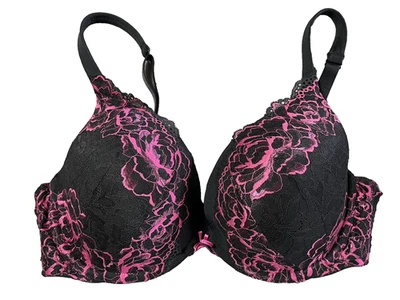 Sujetador Cacique para mujer negro/rosa acolchado de encaje con aros talla 40D Foto 1 de 4
