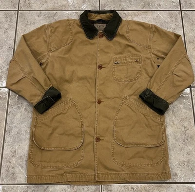 Mens XL LL Bean Lined Chore Barn Coat Duck Canvas 0JV79 Corduroy Collar Rugged - Image 1 of 4
