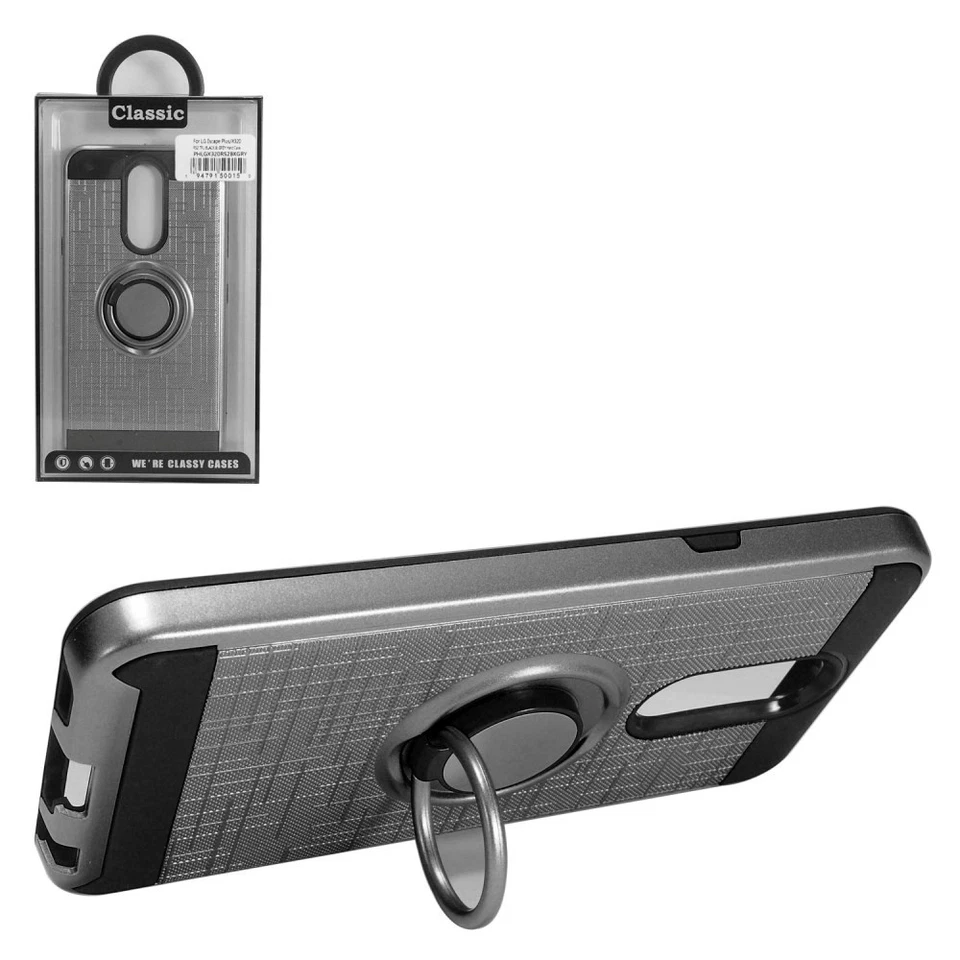 GSA Brushed Case w/Ring Stand for LG Aristo 4 Plus - Gray/Black - Image 1 of 1