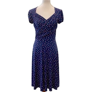 Stitch Fix LEOTA Medium Dress Blue Retro Polka Dot Jersey stretch Vintage style - Picture 1 of 15