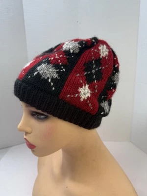 Neckworks Peru Alpaca/Acrylic Knit BEANIE Winter Hat Boho Red Black Gray — 第 1/4 张图片