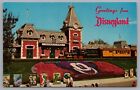 Greetings From Disneyland Floral Entrance Train Station 1-264 Vintage Postcard