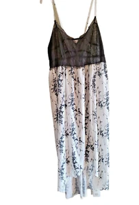 Sz 18 Cacique Floral Side Slit Camisole Nightgown Adjustable, Sheer Lace Bodice - Picture 1 of 10