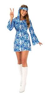 Bristol Novelty AC407 Flower Power Hippy Girl Costume set   For Women   Blue, Me