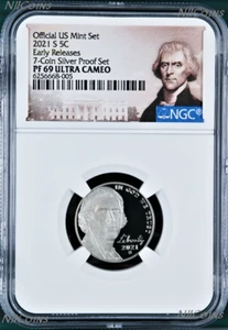 2021 S Proof 5C Níquel 7 monedas-Plata-prueba-juego versión NGC PF69 ULTRA CAMAFEO ER - Imagen 1 de 2