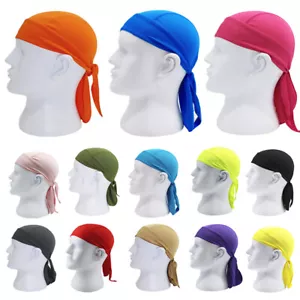Cappello Teschio Do Rag Cotone Bandana Fascia Testa Motociclista Doo Rugiada Nero - Foto 1 di 29