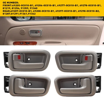 4x Manija de puerta delantera trasera derecha interior beige para Toyota Tundra 00-06 + moldura Foto 1 de 4