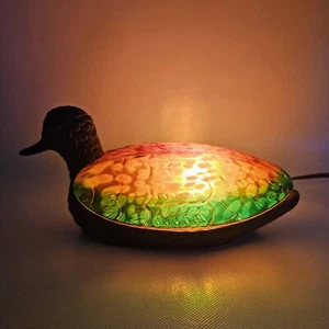 Braunglas Ente Stockente Messing Nachtlicht Schreibtisch Tischlampe Tiffany Stil - Bild 1 von 19