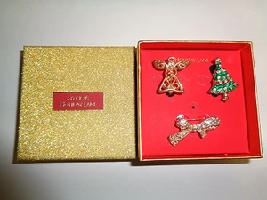 Charter Club Gold-Tone 3 Crystal Christmas Pins Angel Tree Ribbon New Holiday - Picture 1 of 7