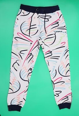 Pantalón deportivo blanco Staple Pigeon cremallera al tobillo cordón para hombre L precio de venta sugerido por el fabricante $68 Foto 1 de 4