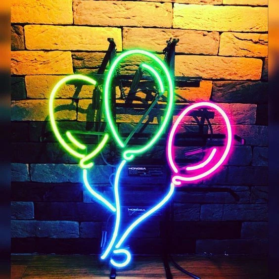PODOL 17"x14"Three Balloons Neon Sign Light Home Decor Child Room Wall Hanging Artwork