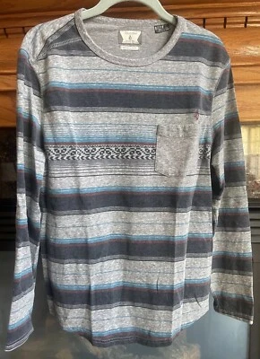 Volcom Striped Pocket Long Sleeve Marino Crew T-Shirt Men’s Small Skater Surfer - Image 1 of 4