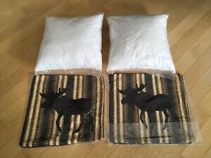 2-CANYON MOOSE ACCENT PILLOW : 18" BROWN BLACK CABIN LODGE RUSTIC CUSHION