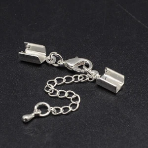 50 Sets Silver Lobster Clasp Extender Chain Sets Cord End Necklaces Bracelet End - Picture 1 of 2