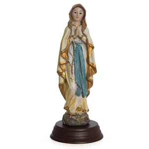 Jungfrau Maria Statue 13 cm – Handbemalte Marienfigur mit Rosen und Rosenkranz - Bild 1 von 8