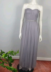 Asos Size 8 Formal Bridesmaid Maxi Dress Grey Sleeveless Tulle Beaded Women - Picture 1 of 12