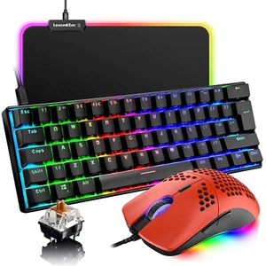 UK Layout 60% True Mechanical Gaming Keyboard Mouse and Mice Pad RGB For PC PS4 - Picture 1 of 17