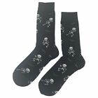 NWT Spooky Skeleton Dress Socks Novelty Men 8-12 Black Crazy Fun Sockfly
