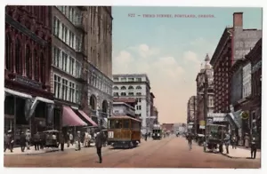 PORTLAND O TRANVÍA Y TIENDAS EN TERCERA CALLE POSTAL VINTAGE 092221 Q - Imagen 1 de 2