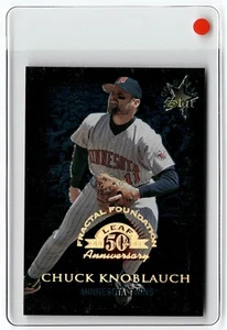 1998 Leaf Fractal Foundation Gold Leaf Star #163 Chuck Knoblauch /3999 MINNESOTA - Picture 1 of 2