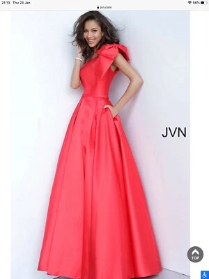 JOVANI PROM JVN4355 RED BOW ACCENTED ONE SHOULDER BALLGOWN UK 8 - Image 1 of 2