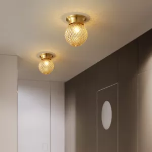 Glass Pendant Lighting Room Lamp Copper Chandelier Lighting Porch Ceiling Lights - Picture 1 of 4