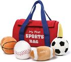 Baby GUND My First Sports Bag.  Plush Baseball,Soccer Ball, Foot and Basket BALL