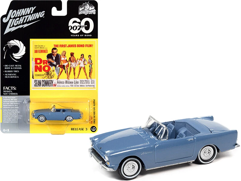 1962 Sunbeam Alpine Blue James Bond 007 Dr. No 1/64 Johnny Lightning CARZ Foto 1 de 1