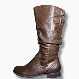 Hush Puppies | Gianna Motive Vegan Brown Leather Riding Boots Women's Size 9.5 - Picture 1 of 7