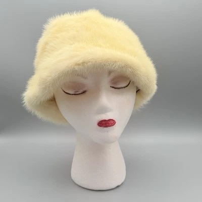 Sombrero boina vintage de piel de visón crema marché exclusivo GoGo cosplay retro años 50’s-60’s Foto 1 de 4