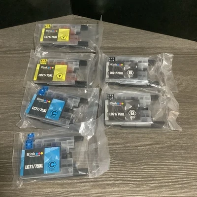 EZ Ink Cartridges Lot LC71/75XL 2 Black  2 Yellow 2 Cyan 6pc Bundle Unopened - Image 1 of 4