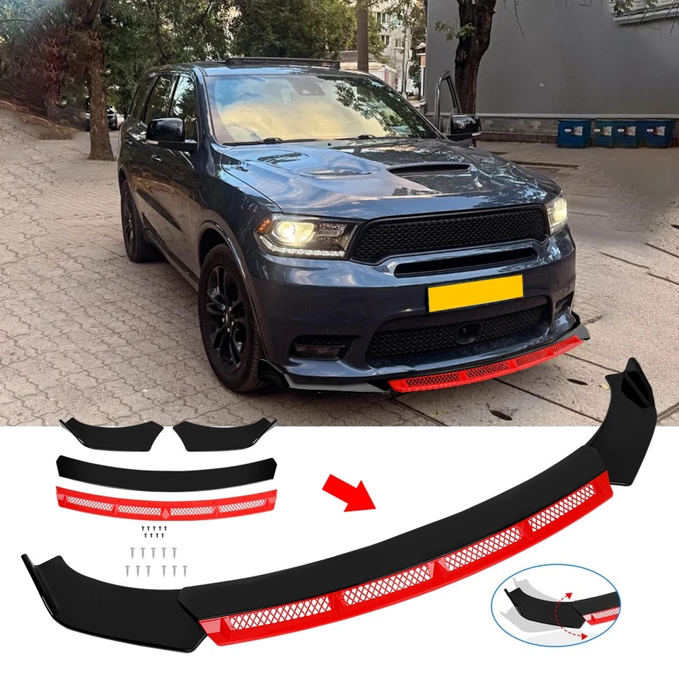 Kit de corpo spoiler divisor de lábios para Dodge Durango RT SRT dianteiro preto/vermelho - Imagem 1 de 4