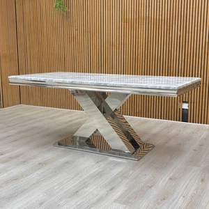 Furniture Village ‘Dolce’ Marble Effect Ceramic Top 180cm Fixed Dining Table NEW - Picture 1 of 7