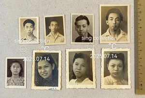 OPS original 1940's Chinese man / woman portrait studio small photo x8 Syonan - Picture 1 of 2