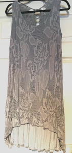 Mujer Italiano Encaje Tejido Sin Mangas Vestido Color Taupe Talla Única Completamente Forrado - Imagen 1 de 4